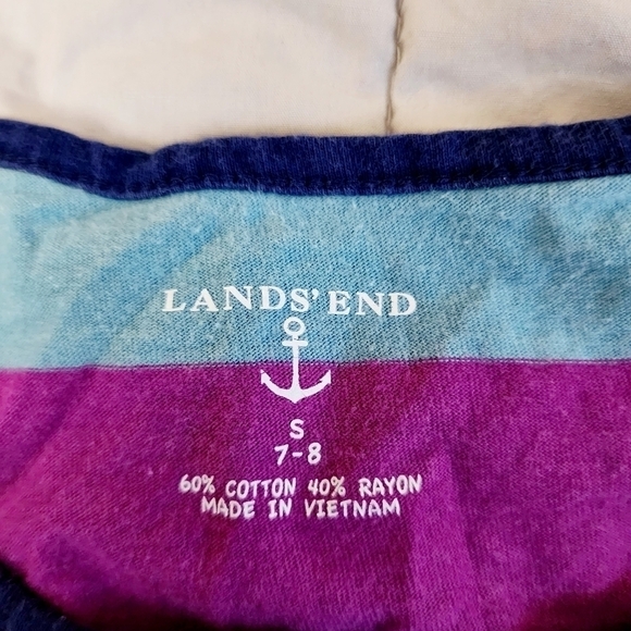 Land's End Long Sleeve Striped Dress Girl's Small S 7-8 Pockets Round Neck EUC - Picture 7 of 8
